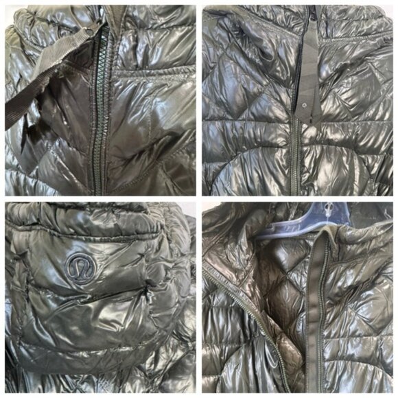 Lululemon FluffinAwesome Puffer Goose Down Hoodie Jacket Zip Hood Pocket Green 8 - Picture 10 of 16